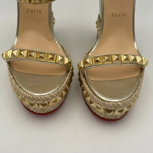 (SOLD) Christian Louboutin Cataclou 140 Nappa Silk Wedge's (1160975)- Size 40 EU - Picture 3 of 14